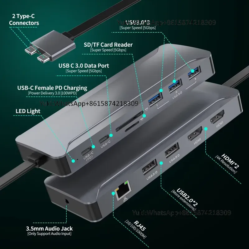 Docking Station Usb C - Estación de Acoplamiento con Doble Pantalla,