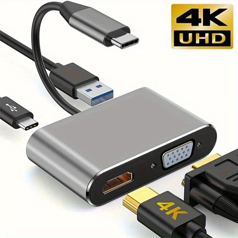 Docking Station Usb C - Adaptador multipuerto USB C 4 en