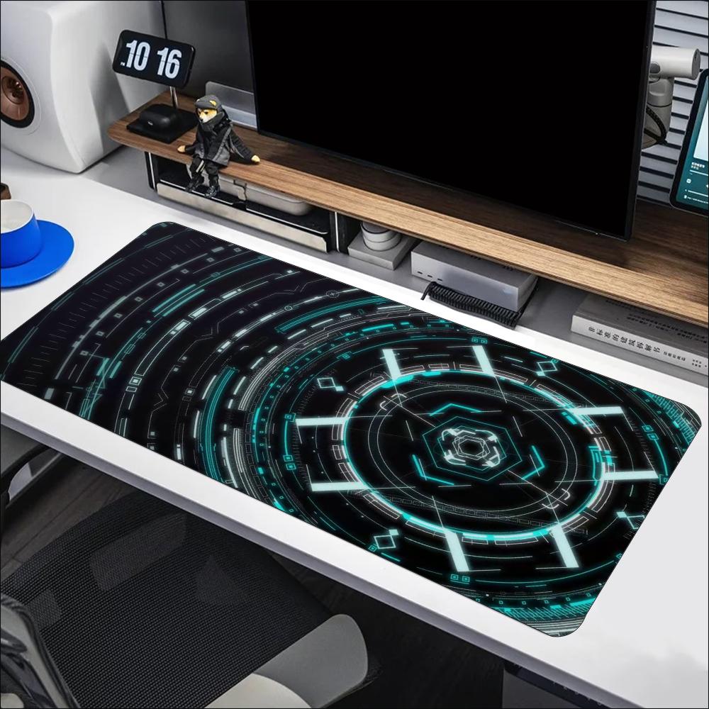 Office Tech Set Up - Alfombrilla de Escritorio Grande Blue Cyan