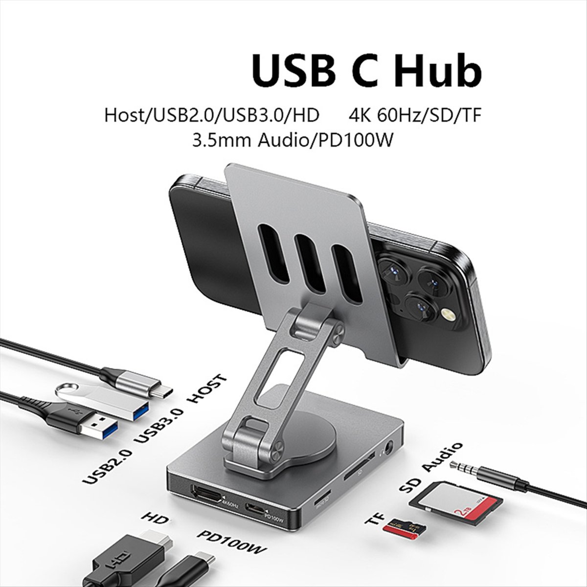 Docking Station Usb C - Base de Conexión USB C Plegable