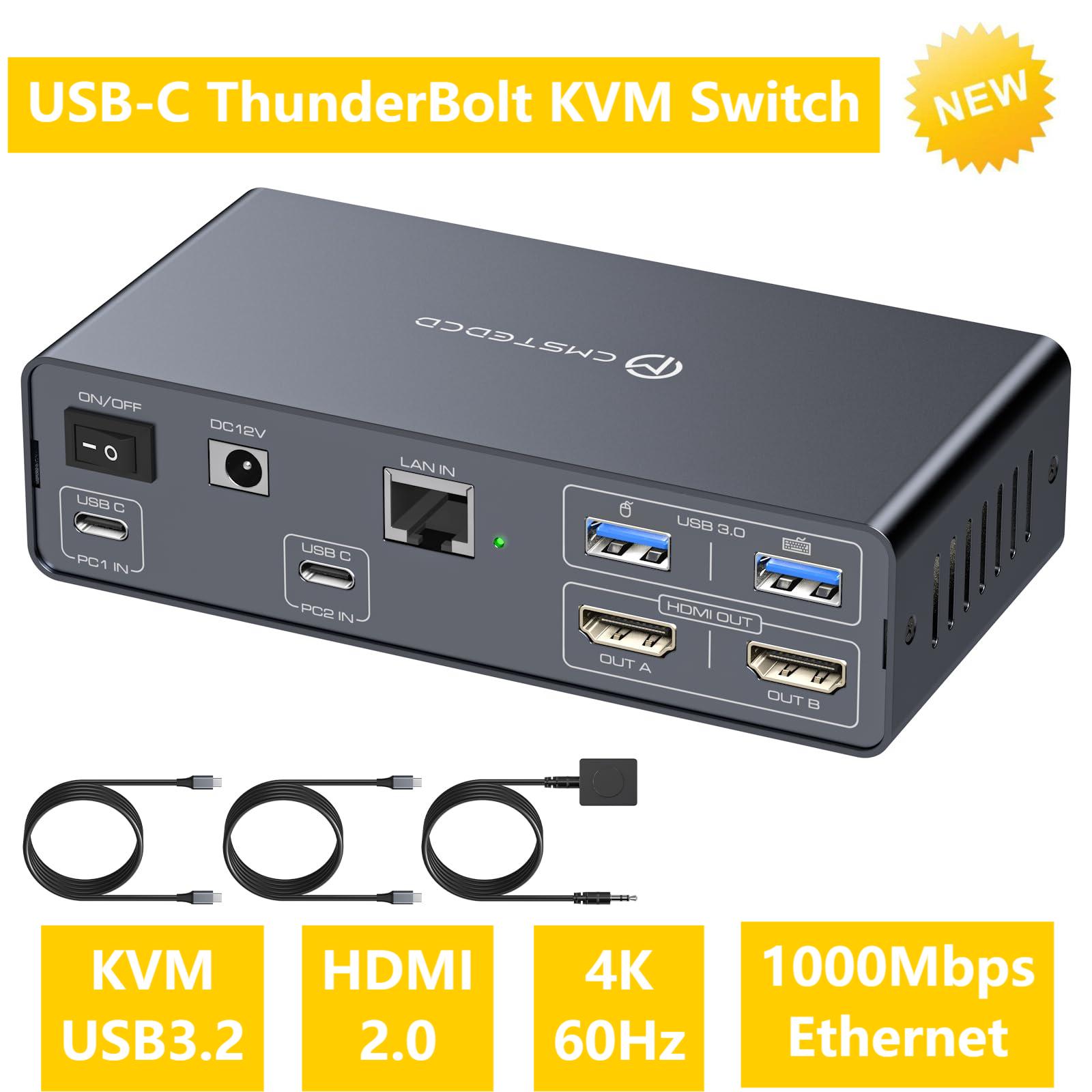 Conmutador KVM USB C, 2 monito - Docking Station Usb C reseña y precio